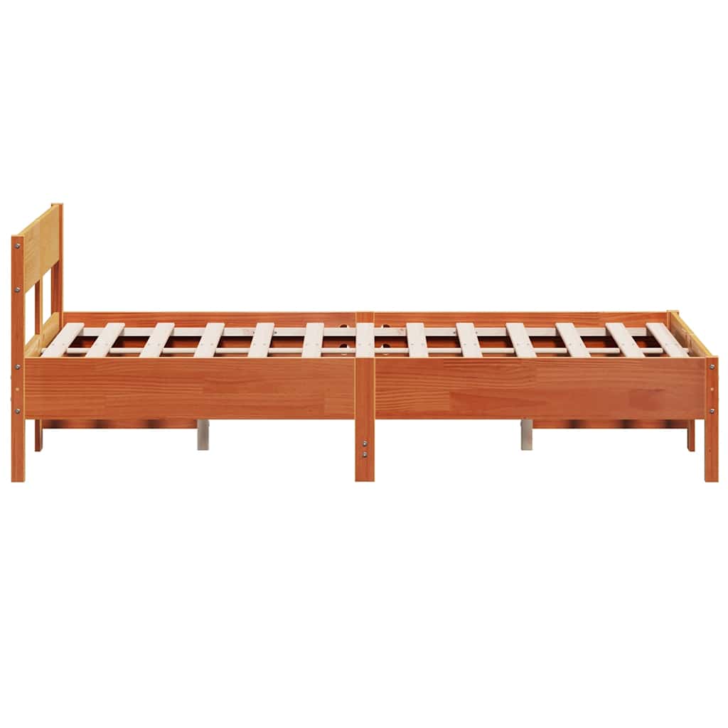 vidaXL Cadru de pat fără saltea, maro ceruit 140x200 cm lemn masiv pin vidaXL Cadru de pat fără saltea, maro ceruit 140x200 cm lemn masiv pin
