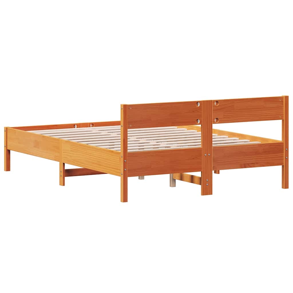 vidaXL Cadru de pat fără saltea, maro ceruit 140x200 cm lemn masiv pin vidaXL Cadru de pat fără saltea, maro ceruit 140x200 cm lemn masiv pin