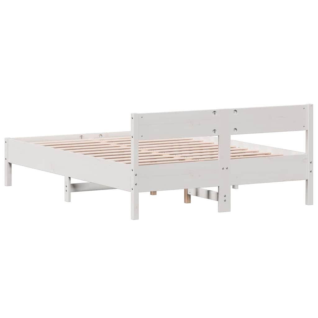 vidaXL Cadru de pat fără saltea, alb, 120x200 cm, lemn masiv pin vidaXL Cadru de pat fără saltea, alb, 120x200 cm, lemn masiv pin