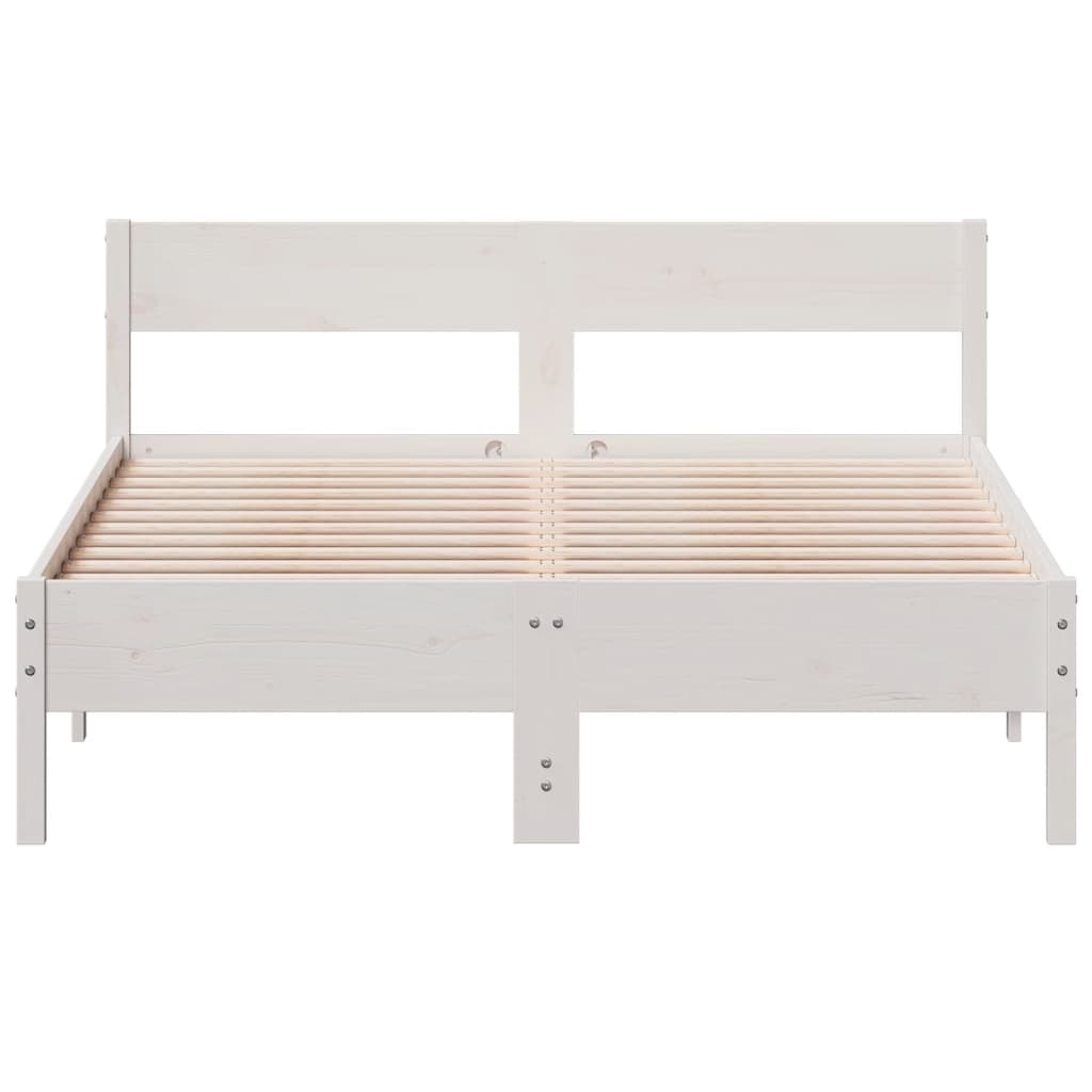 vidaXL Cadru de pat fără saltea, alb, 140x190 cm, lemn masiv de pin vidaXL Cadru de pat fără saltea, alb, 140x190 cm, lemn masiv de pin