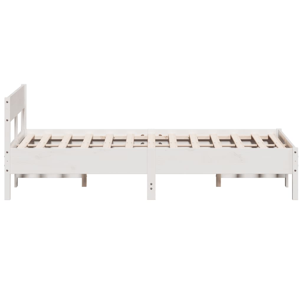 vidaXL Cadru de pat fără saltea, alb, 140x190 cm, lemn masiv de pin vidaXL Cadru de pat fără saltea, alb, 140x190 cm, lemn masiv de pin