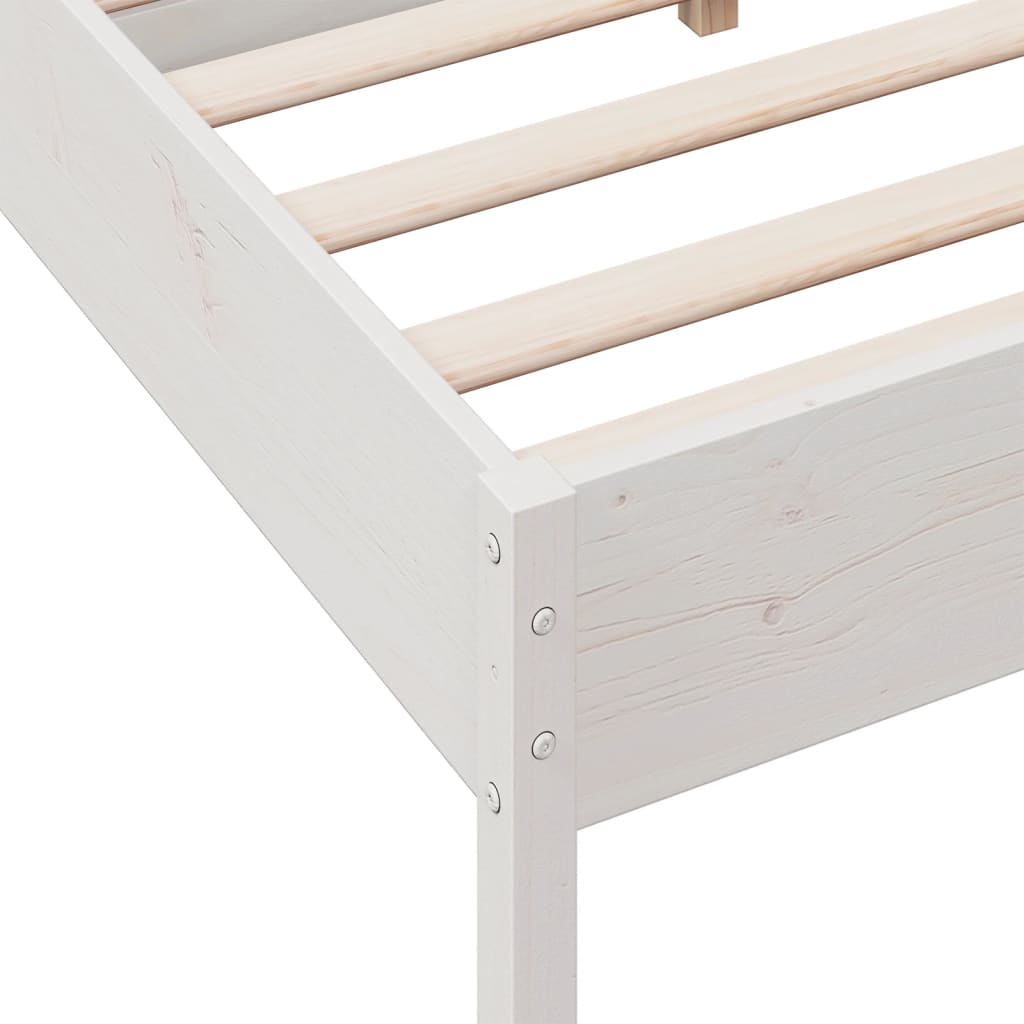 vidaXL Cadru de pat fără saltea, alb, 140x190 cm, lemn masiv de pin vidaXL Cadru de pat fără saltea, alb, 140x190 cm, lemn masiv de pin