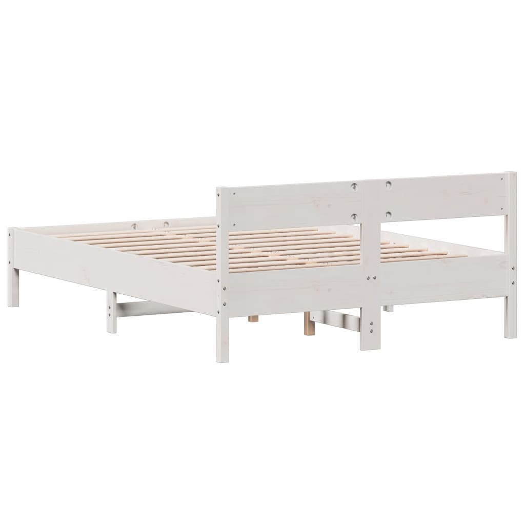 vidaXL Cadru de pat fără saltea, alb, 120x190 cm, lemn masiv pin