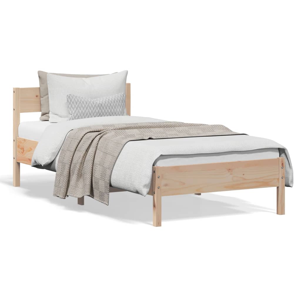 vidaXL Cadru de pat fără saltea, 75x190 cm, lemn masiv de pin