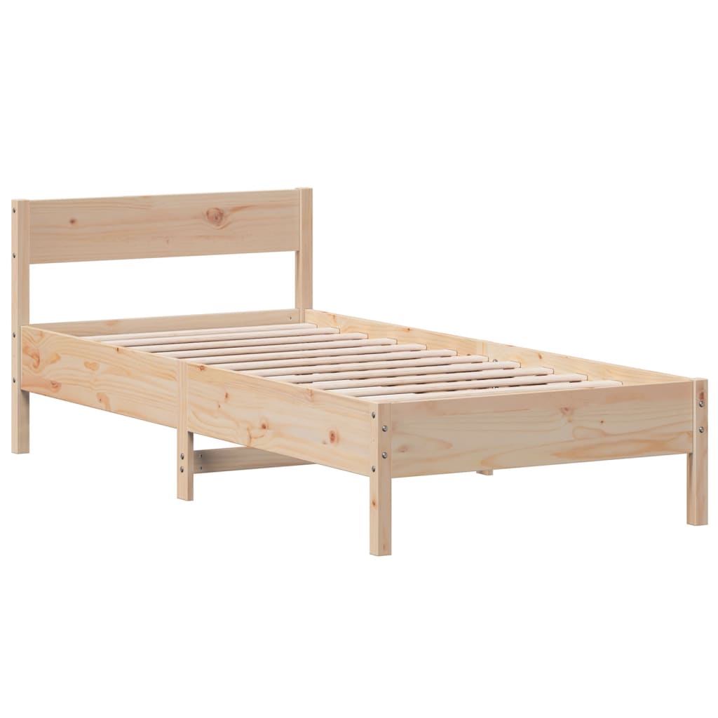 vidaXL Cadru de pat fără saltea, 75x190 cm, lemn masiv de pin