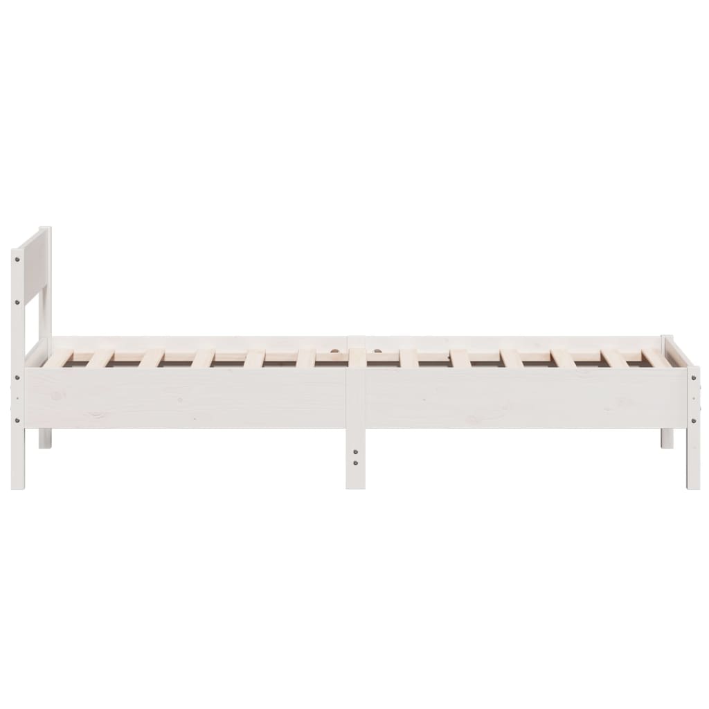 vidaXL Cadru de pat fără saltea, alb, 75x190 cm, lemn masiv de pin