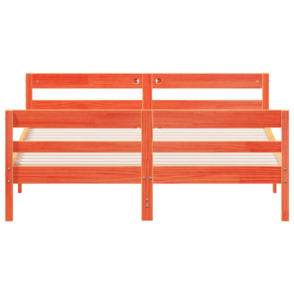 vidaXL Cadru de pat fără saltea, maro ceruit 140x200 cm lemn masiv pin vidaXL Cadru de pat fără saltea, maro ceruit 140x200 cm lemn masiv pin