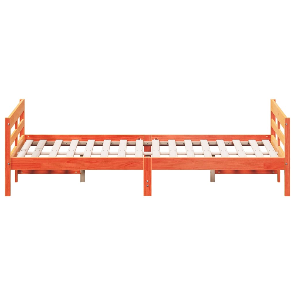 vidaXL Cadru de pat fără saltea, maro ceruit 140x200 cm lemn masiv pin vidaXL Cadru de pat fără saltea, maro ceruit 140x200 cm lemn masiv pin