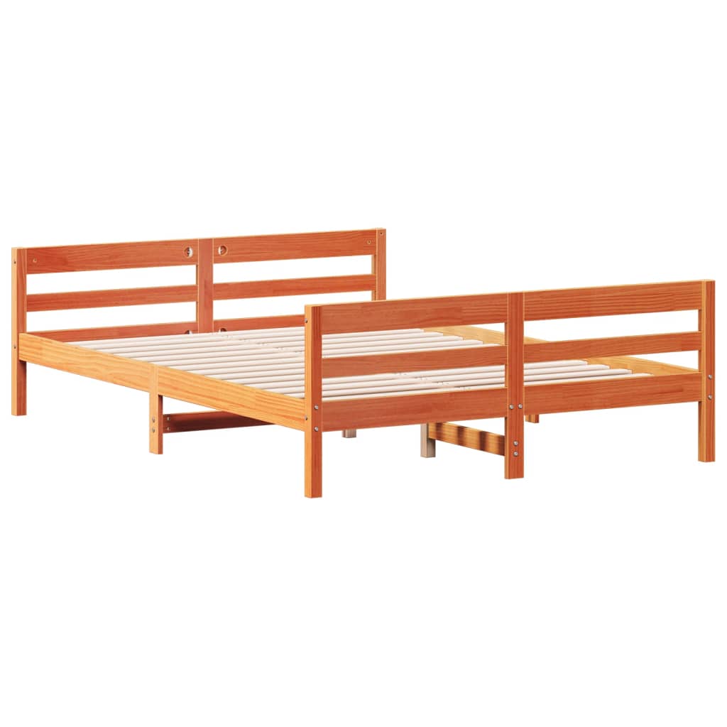 vidaXL Cadru de pat fără saltea, maro ceruit 140x200 cm lemn masiv pin vidaXL Cadru de pat fără saltea, maro ceruit 140x200 cm lemn masiv pin