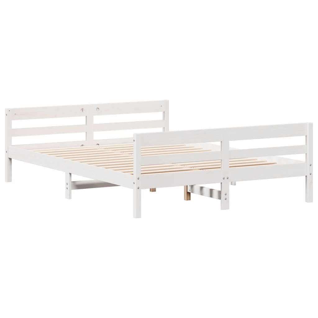 vidaXL Cadru de pat fără saltea, alb, 120x200 cm, lemn masiv pin vidaXL Cadru de pat fără saltea, alb, 120x200 cm, lemn masiv pin