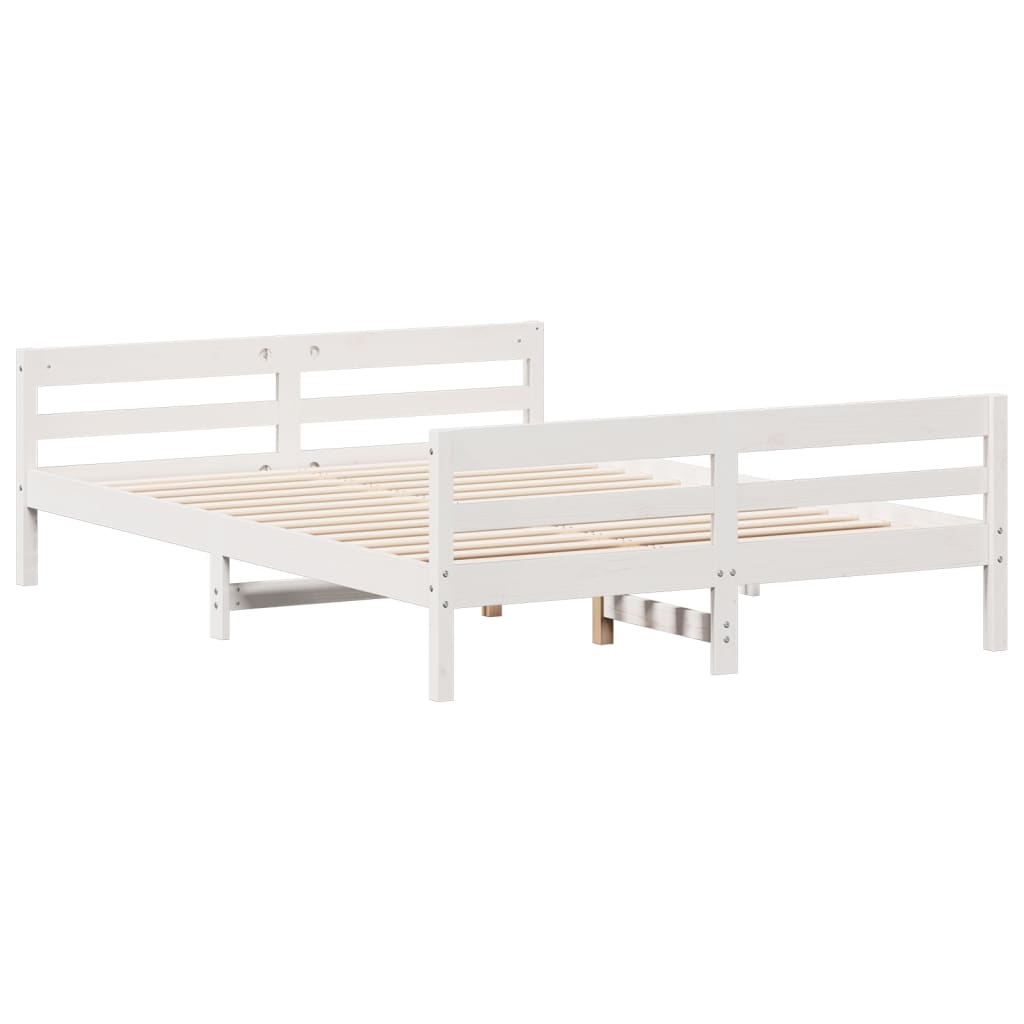 vidaXL Cadru de pat fără saltea, alb, 120x200 cm, lemn masiv pin vidaXL Cadru de pat fără saltea, alb, 120x200 cm, lemn masiv pin