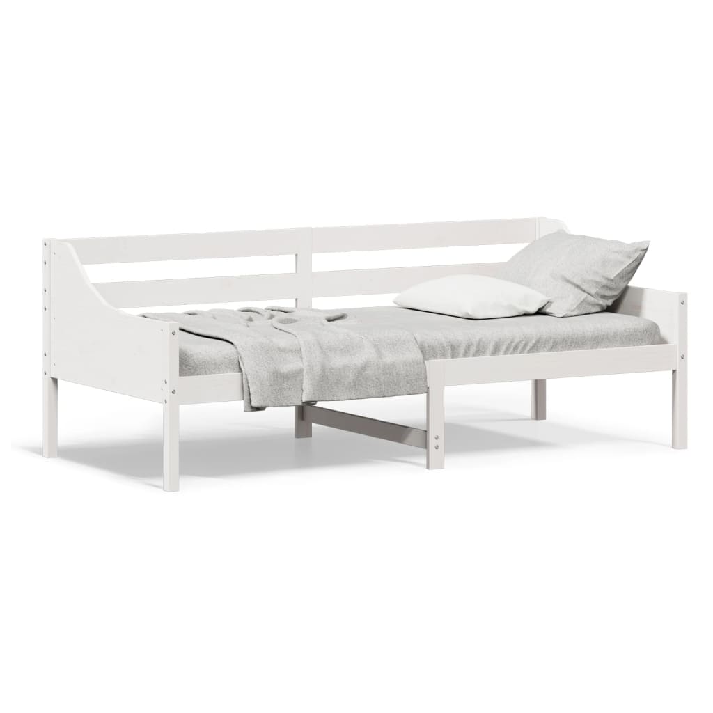 vidaXL Pat de zi fără saltea, alb, 80x200 cm, lemn masiv pin vidaXL Pat de zi fără saltea, alb, 80x200 cm, lemn masiv pin