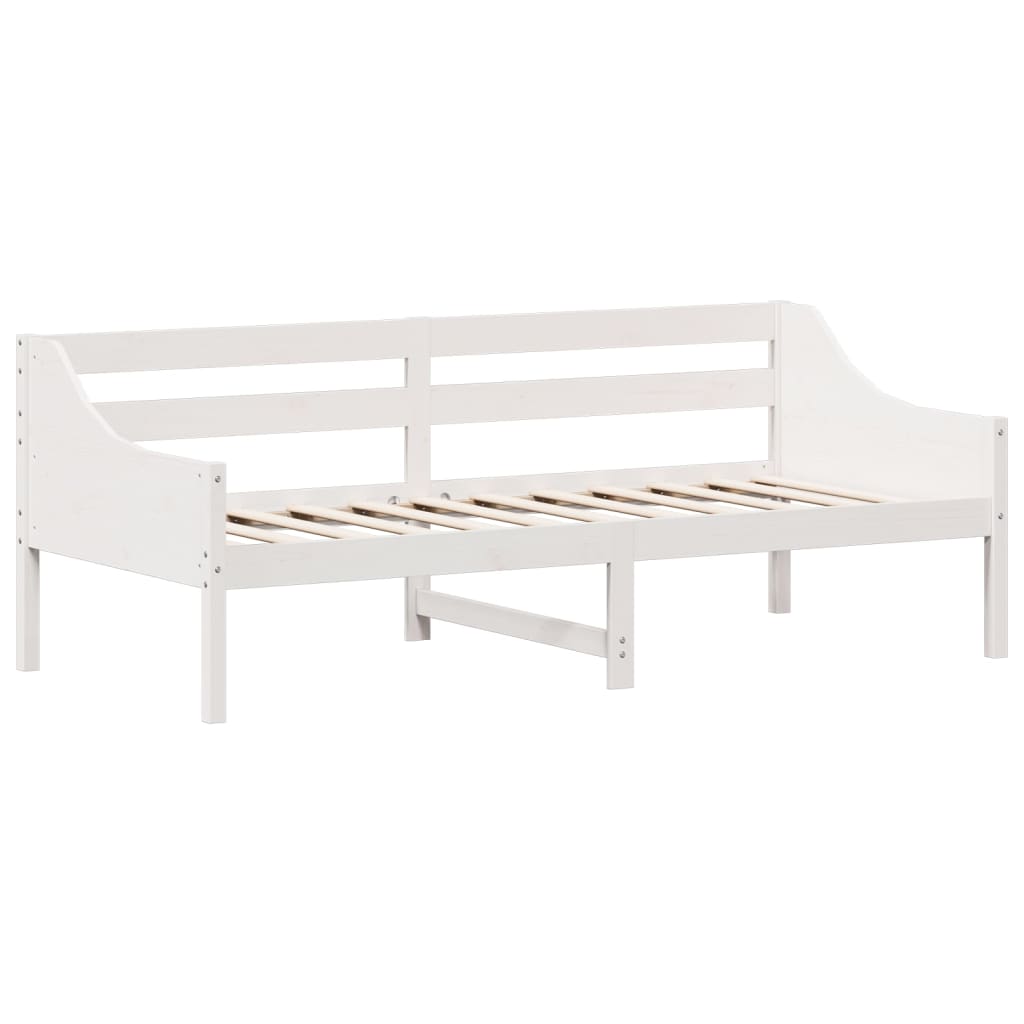 vidaXL Pat de zi fără saltea, alb, 80x200 cm, lemn masiv pin vidaXL Pat de zi fără saltea, alb, 80x200 cm, lemn masiv pin