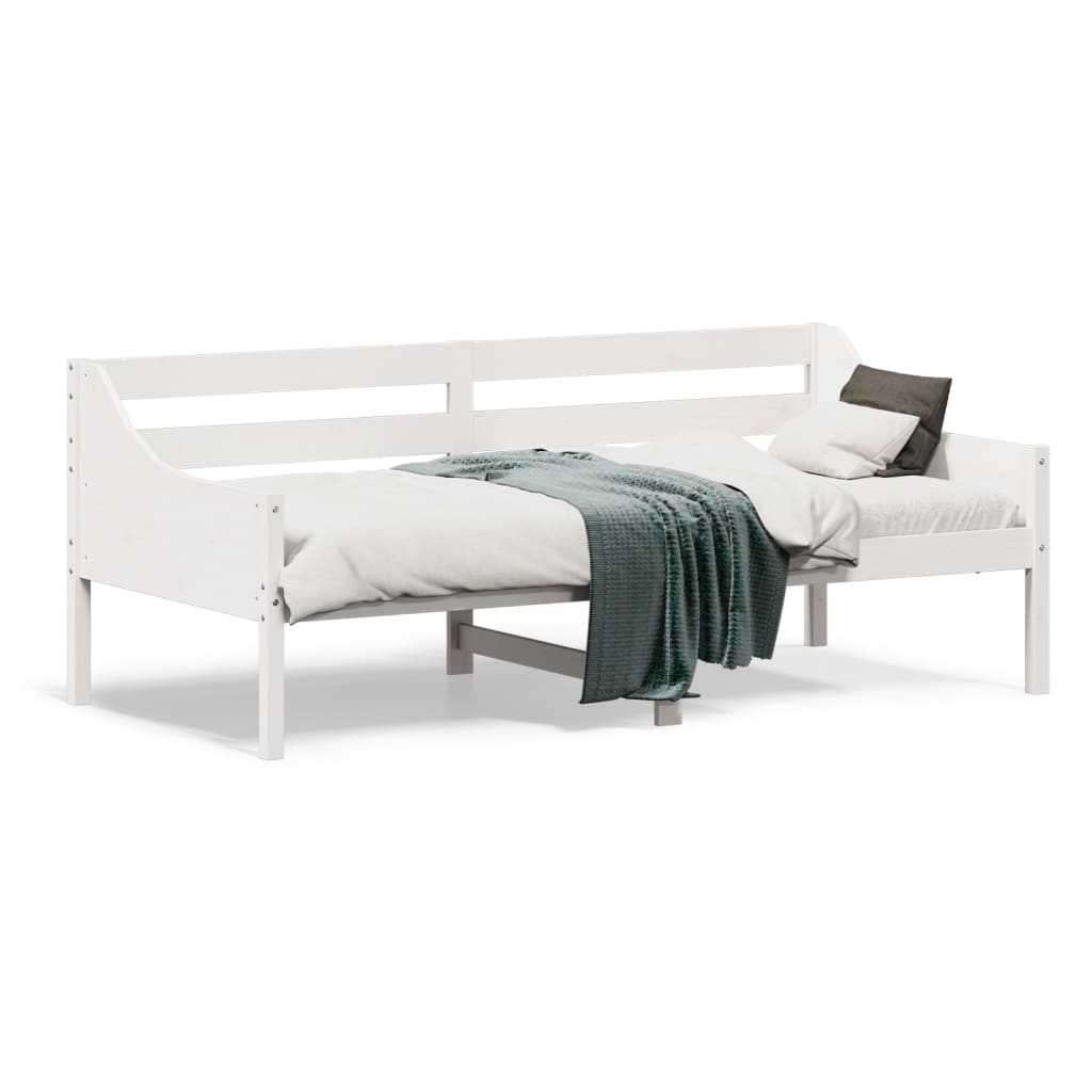 vidaXL Pat de zi fără saltea, alb, 90x190 cm, lemn masiv pin vidaXL Pat de zi fără saltea, alb, 90x190 cm, lemn masiv pin