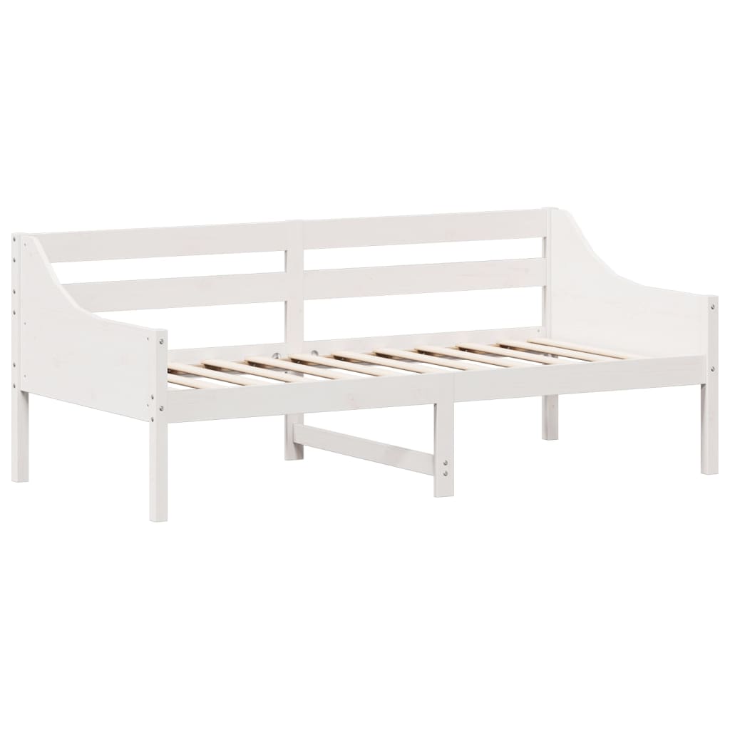 vidaXL Pat de zi fără saltea, alb, 90x190 cm, lemn masiv pin vidaXL Pat de zi fără saltea, alb, 90x190 cm, lemn masiv pin