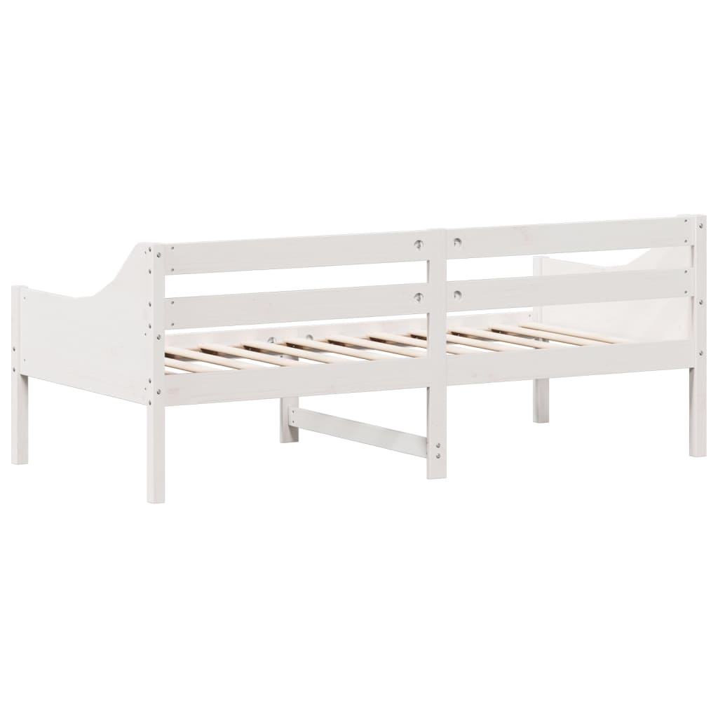 vidaXL Pat de zi fără saltea, alb, 90x190 cm, lemn masiv pin vidaXL Pat de zi fără saltea, alb, 90x190 cm, lemn masiv pin