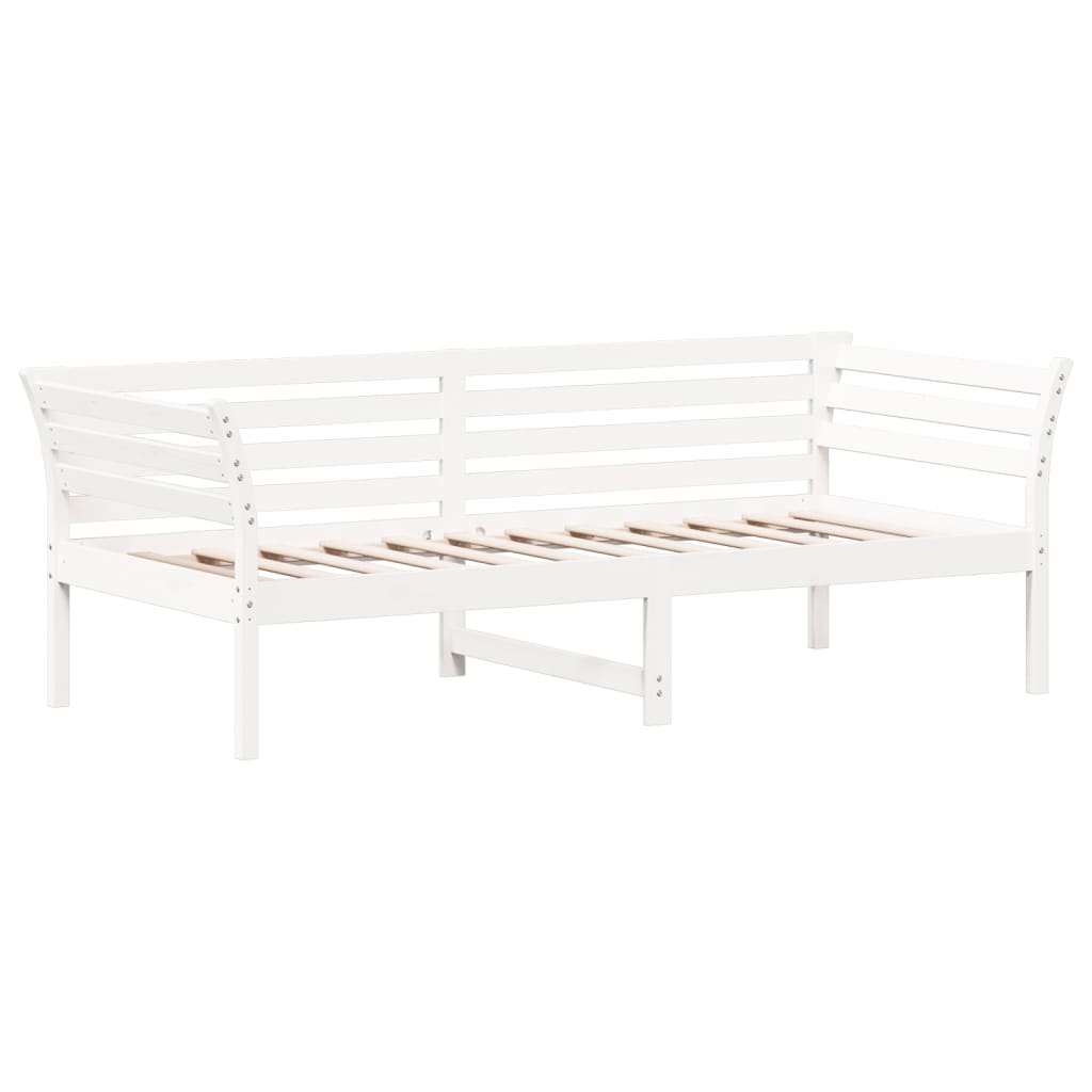 vidaXL Pat de zi fără saltea, alb, 80x200 cm, lemn masiv pin