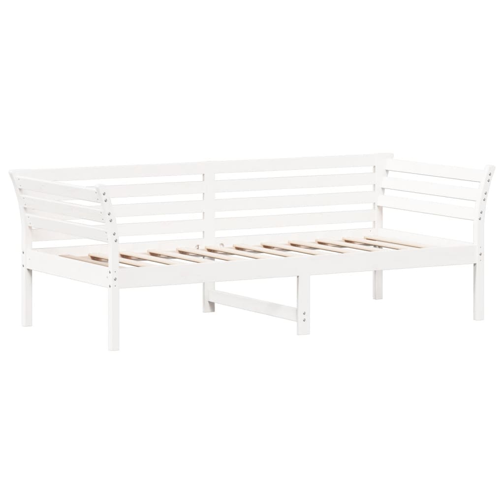 vidaXL Pat de zi fără saltea, alb, 90x200 cm, lemn masiv pin vidaXL Pat de zi fără saltea, alb, 90x200 cm, lemn masiv pin