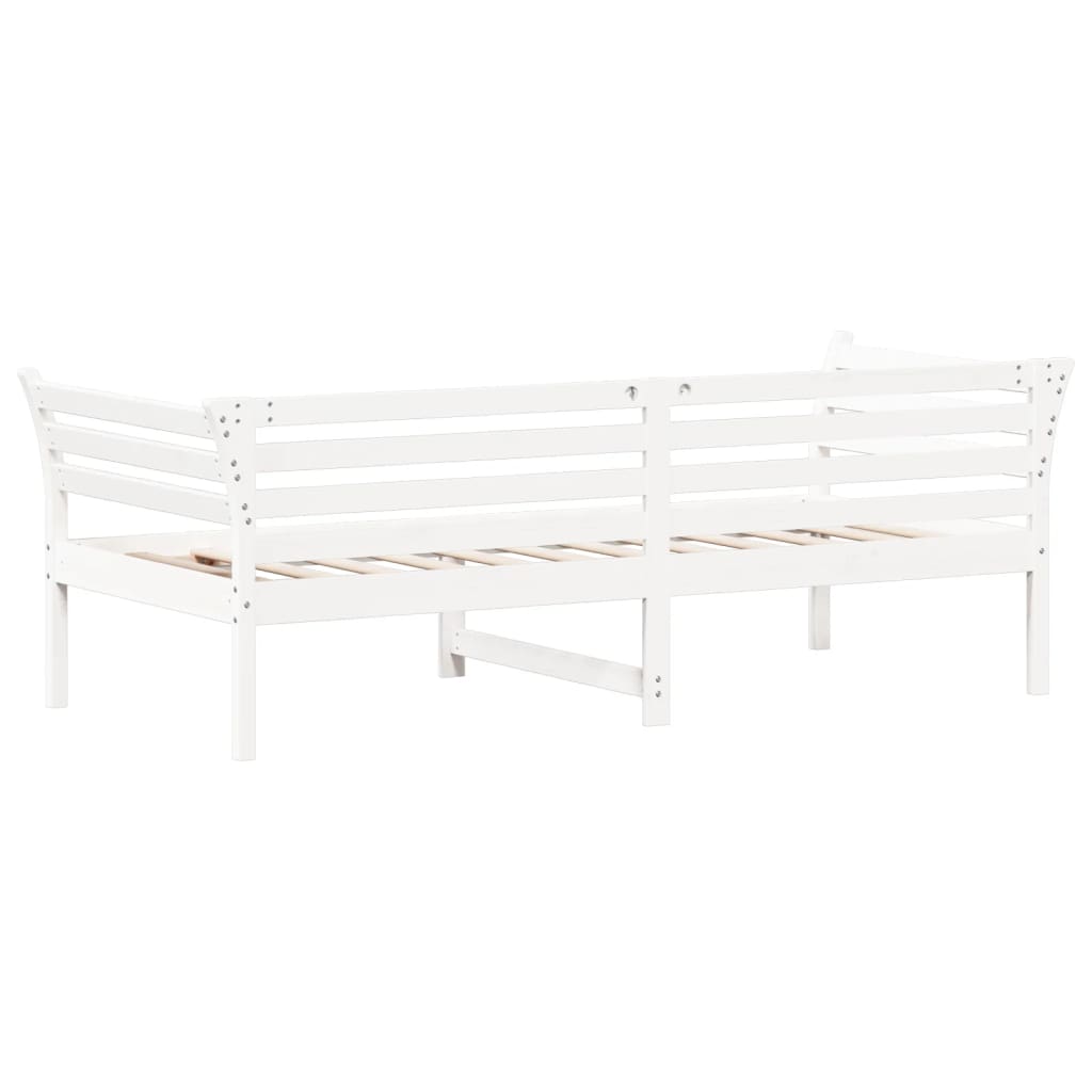 vidaXL Pat de zi fără saltea, alb, 90x200 cm, lemn masiv pin vidaXL Pat de zi fără saltea, alb, 90x200 cm, lemn masiv pin