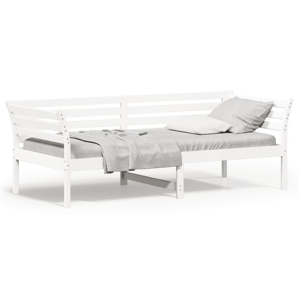 vidaXL Pat de zi fără saltea alb 100x200 cm lemn masiv de pin