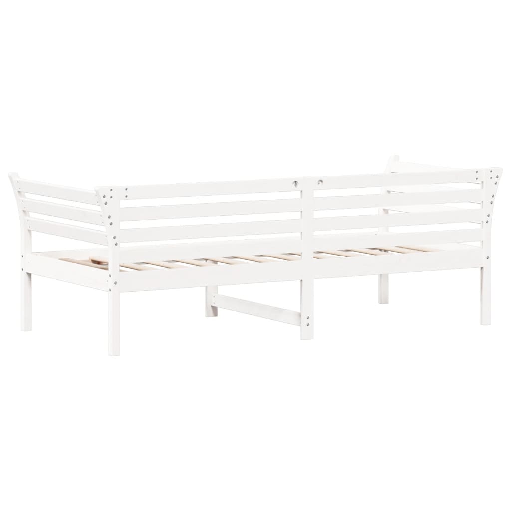 vidaXL Pat de zi fără saltea alb 100x200 cm lemn masiv de pin