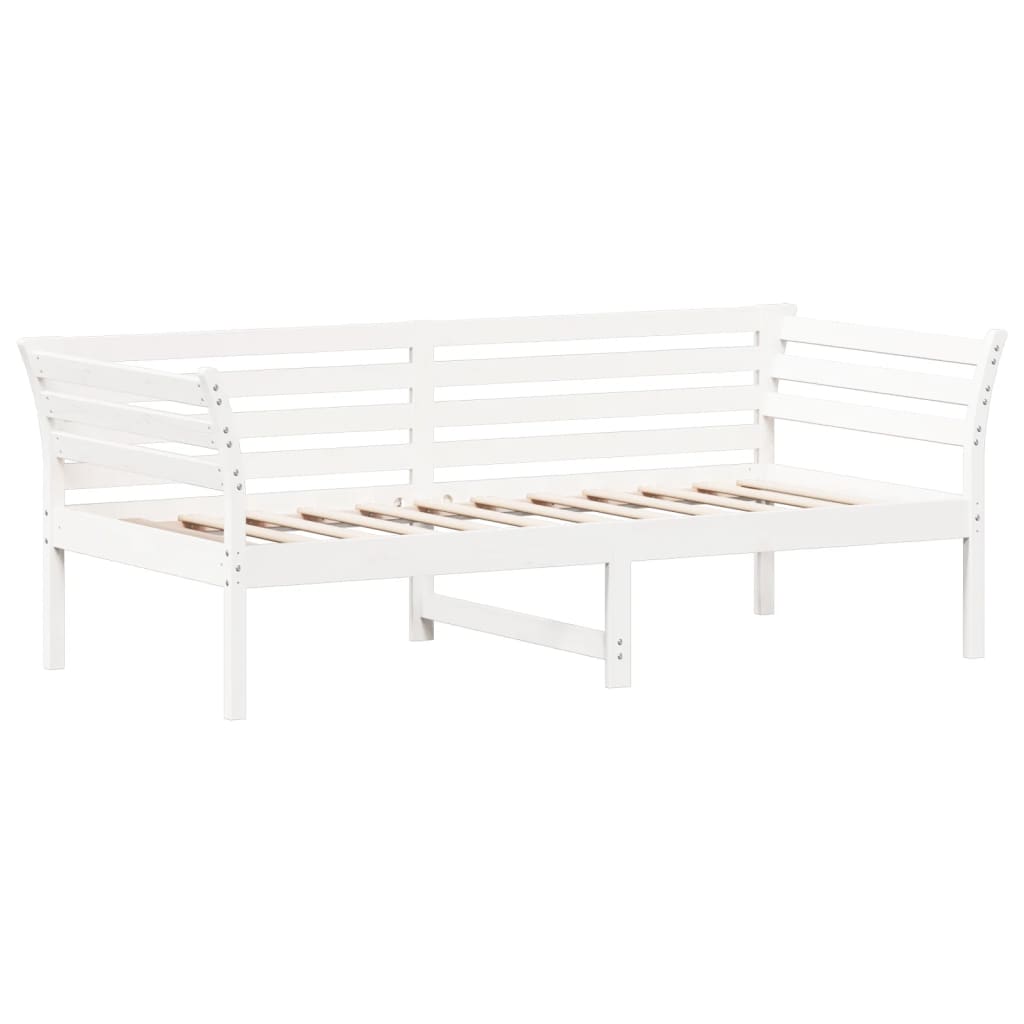vidaXL Pat de zi fără saltea, alb, 90x190 cm, lemn masiv pin
