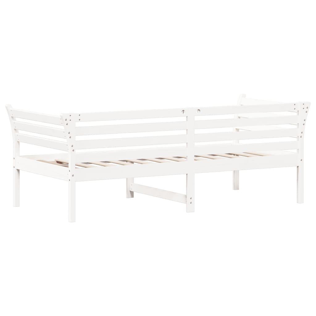 vidaXL Pat de zi fără saltea, alb, 90x190 cm, lemn masiv pin