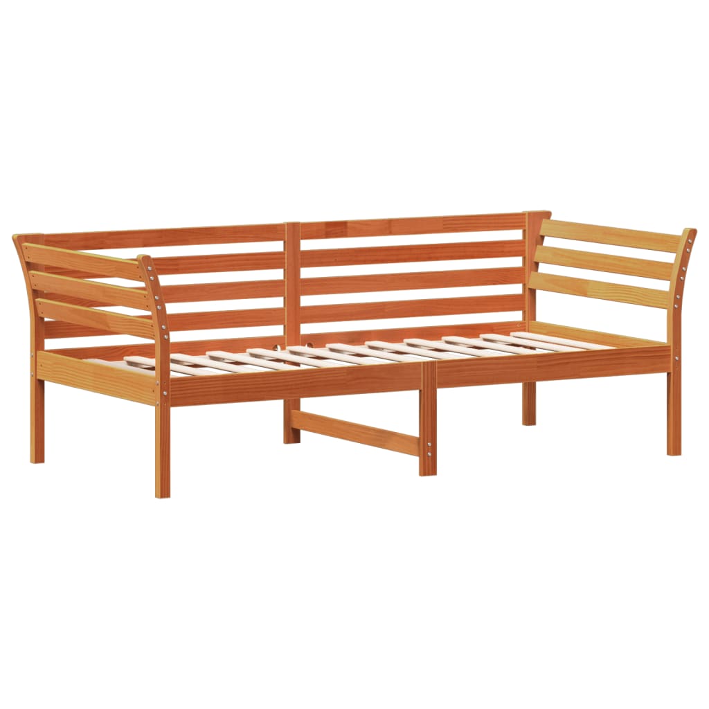 vidaXL Pat de zi fără saltea, maro ceruit, 90x190 cm, lemn masiv pin