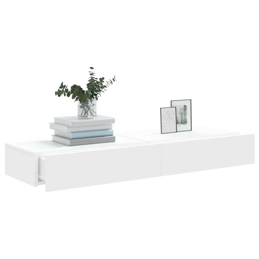 vidaXL Dulapuri TV cu lumini LED, 2 buc., alb, 60x35x15,5 cm