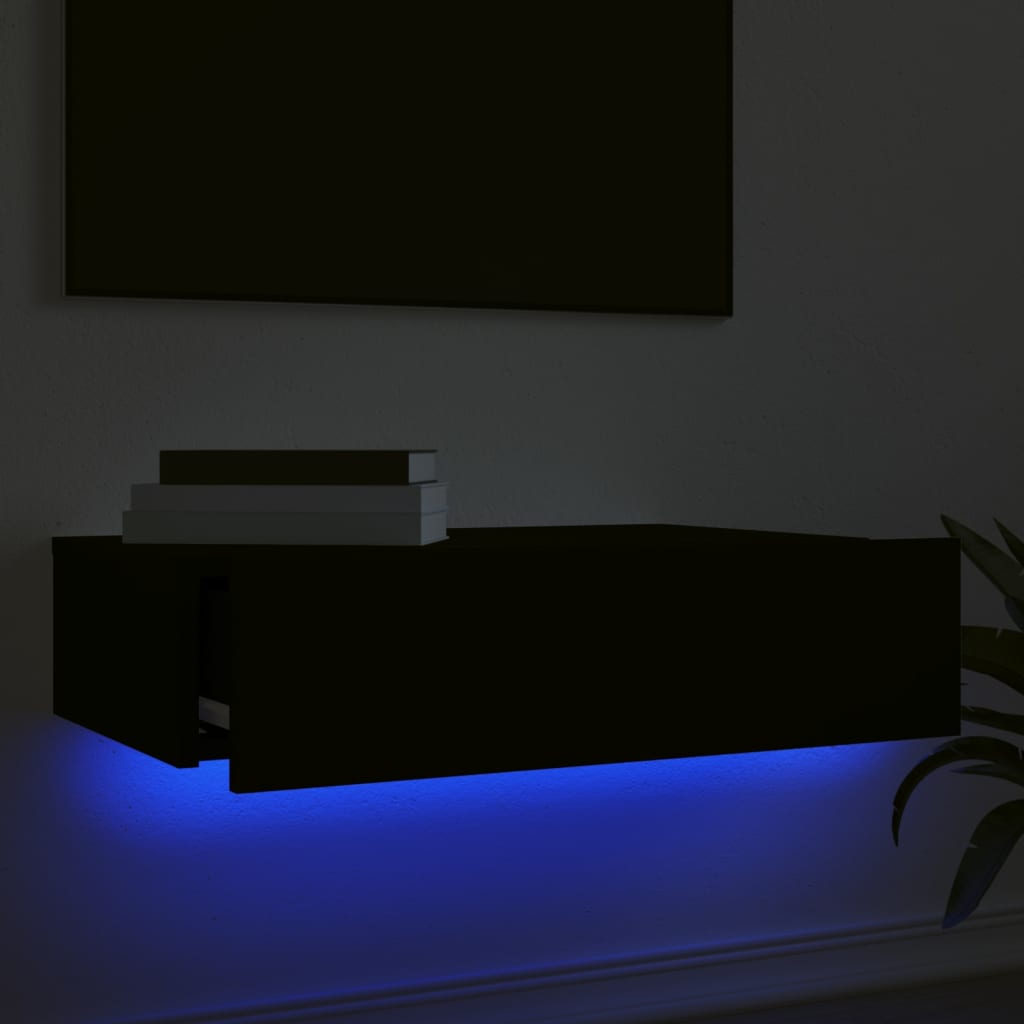 vidaXL Comodă TV cu lumini LED, negru, 60x35x15,5 cm