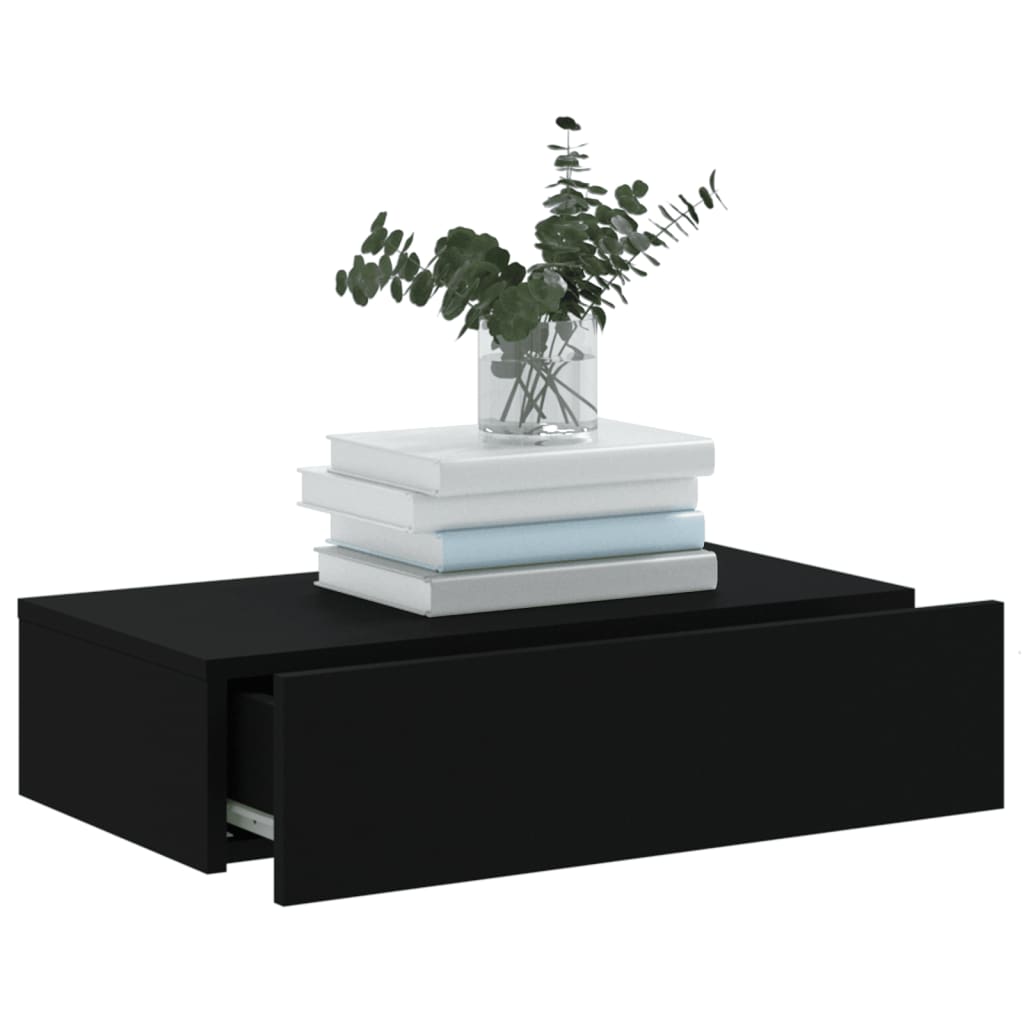 vidaXL Comodă TV cu lumini LED, negru, 60x35x15,5 cm