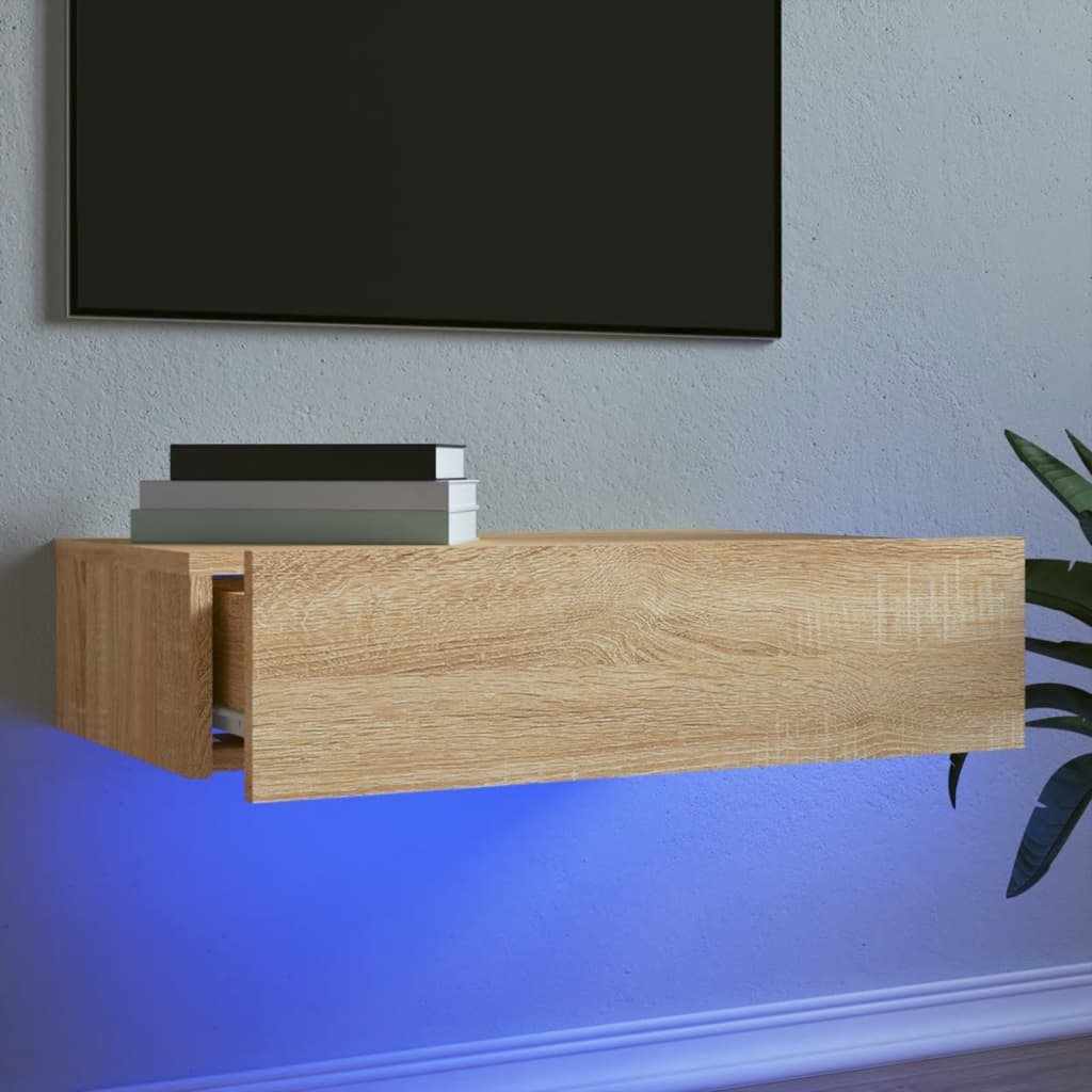 vidaXL Comodă TV cu lumini LED, stejar sonoma, 60x35x15,5 cm vidaXL Comodă TV cu lumini LED, stejar sonoma, 60x35x15,5 cm