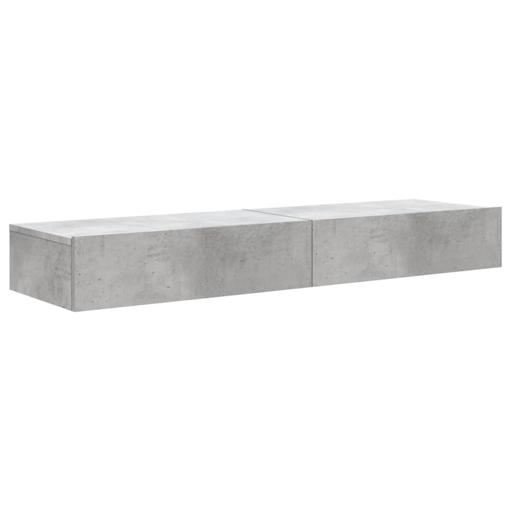 vidaXL Comode TV cu lumini LED, 2 buc., gri beton, 60x35x15,5 cm