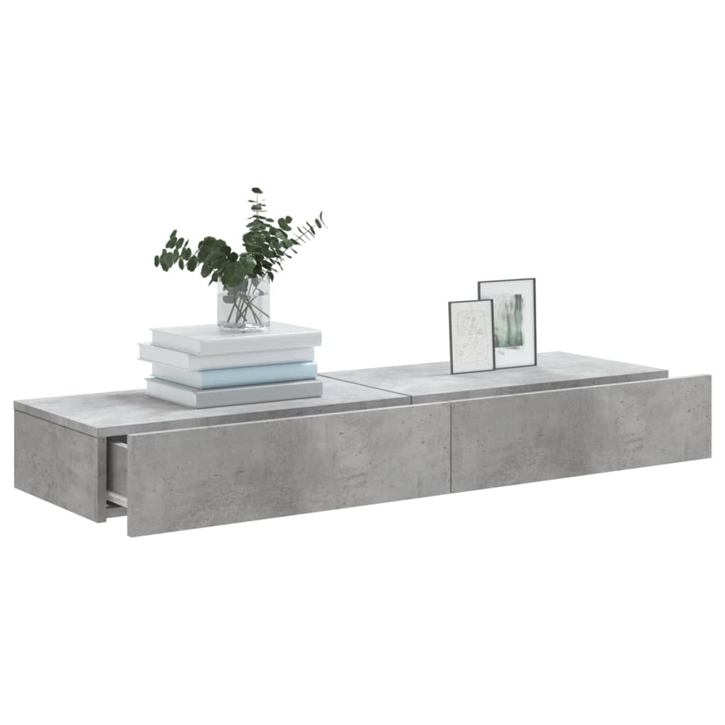 vidaXL Comode TV cu lumini LED, 2 buc., gri beton, 60x35x15,5 cm