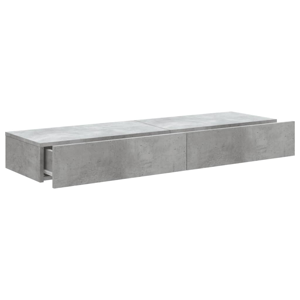 vidaXL Comode TV cu lumini LED, 2 buc., gri beton, 60x35x15,5 cm