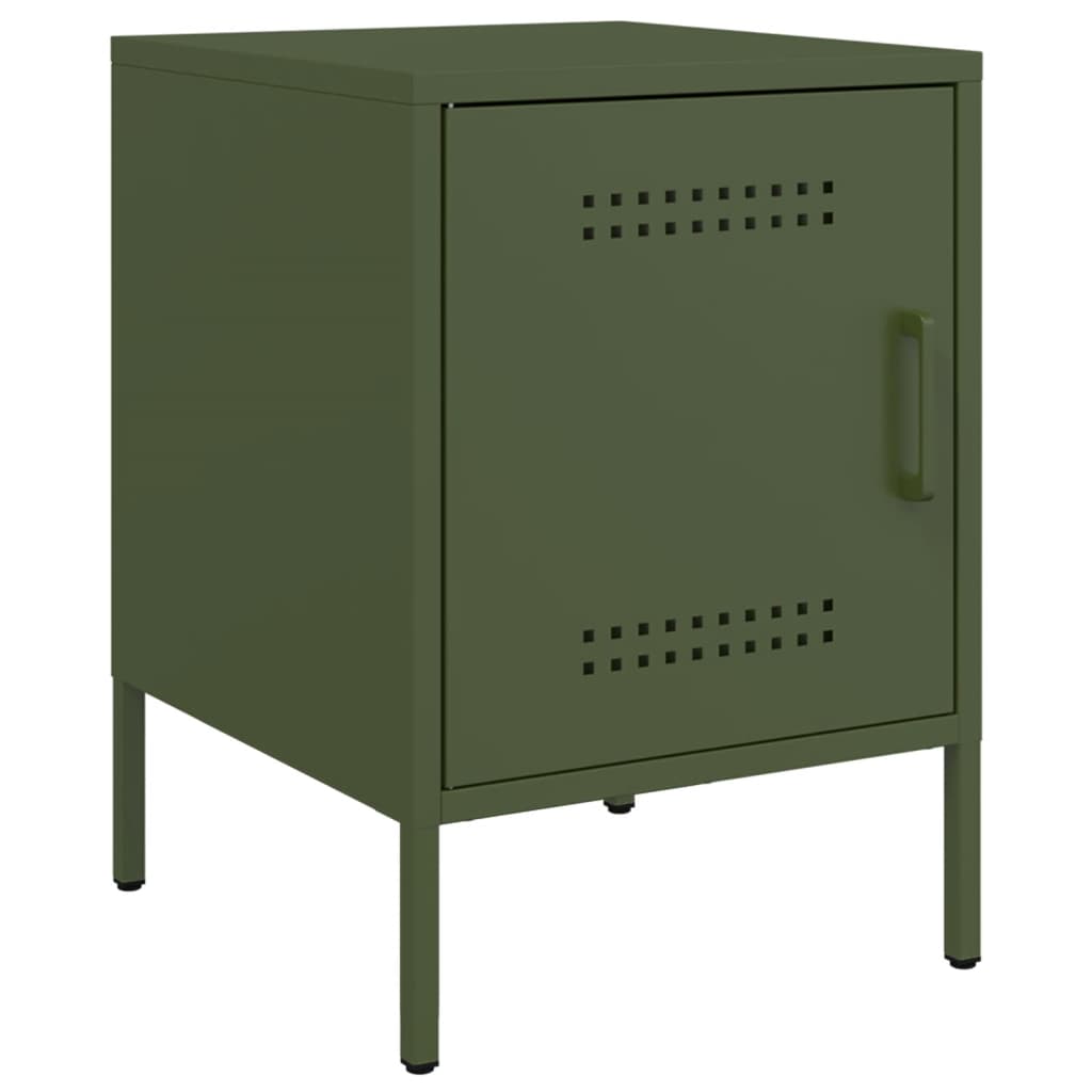 vidaXL Noptiere, 2 buc., verde olive, 36x39x50,5 cm, oțel