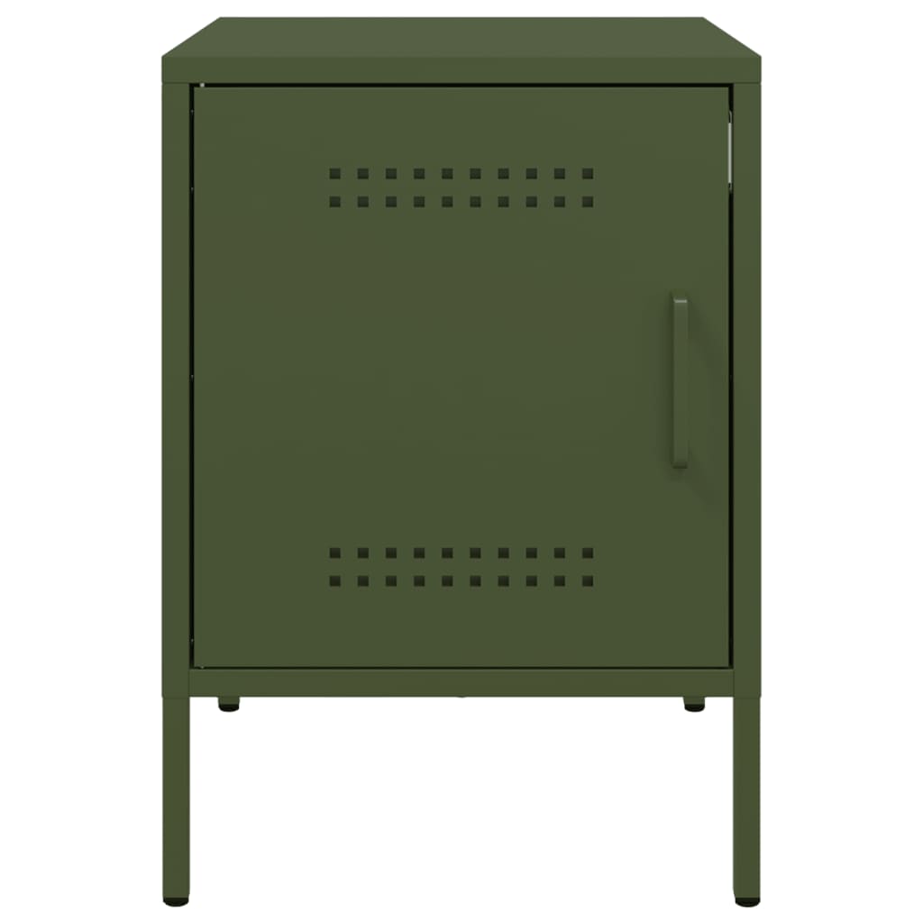 vidaXL Noptiere, 2 buc., verde olive, 36x39x50,5 cm, oțel
