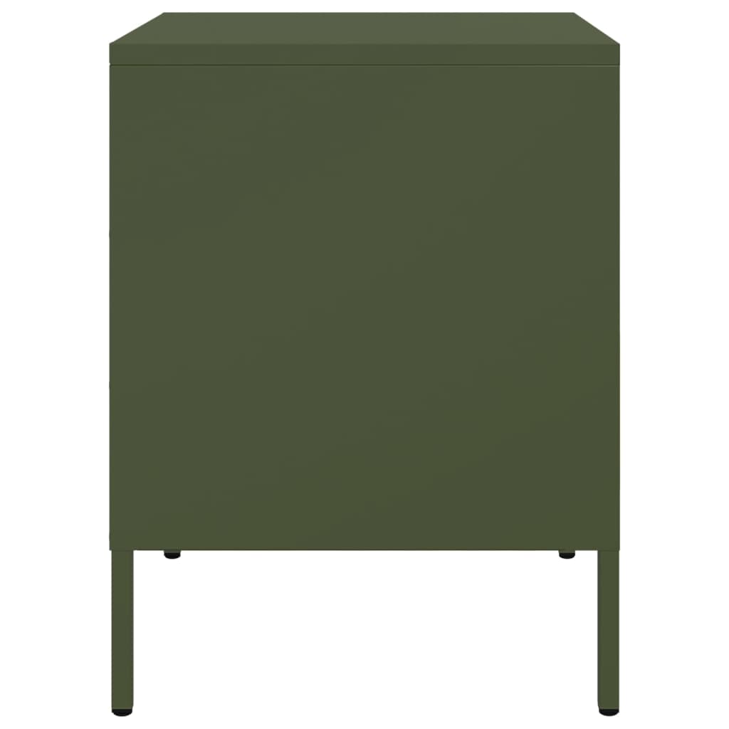 vidaXL Noptiere, 2 buc., verde olive, 36x39x50,5 cm, oțel