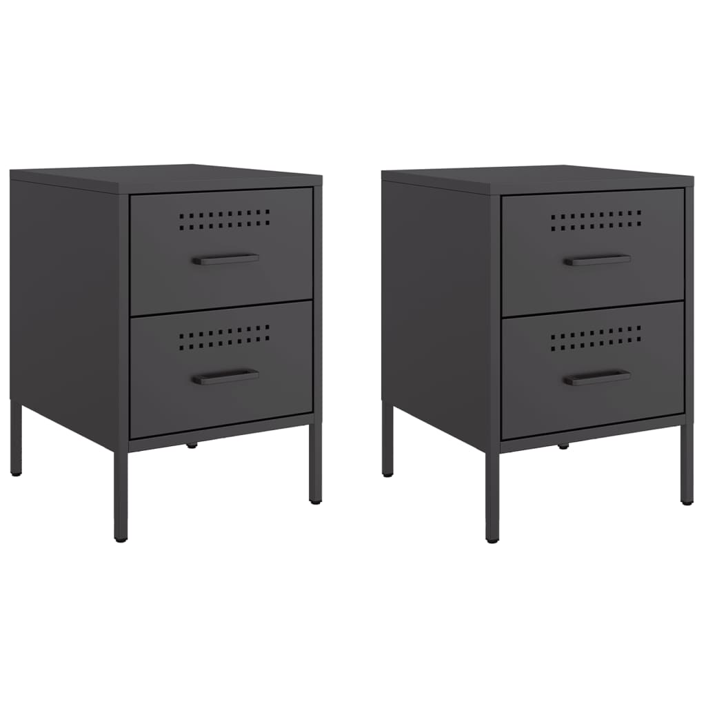 vidaXL Noptiere, 2 buc., negru, 36x39x50,5 cm, oțel vidaXL Noptiere, 2 buc., negru, 36x39x50,5 cm, oțel
