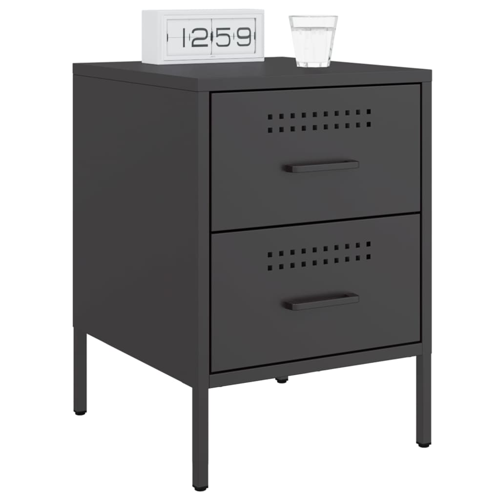 vidaXL Noptiere, 2 buc., negru, 36x39x50,5 cm, oțel vidaXL Noptiere, 2 buc., negru, 36x39x50,5 cm, oțel