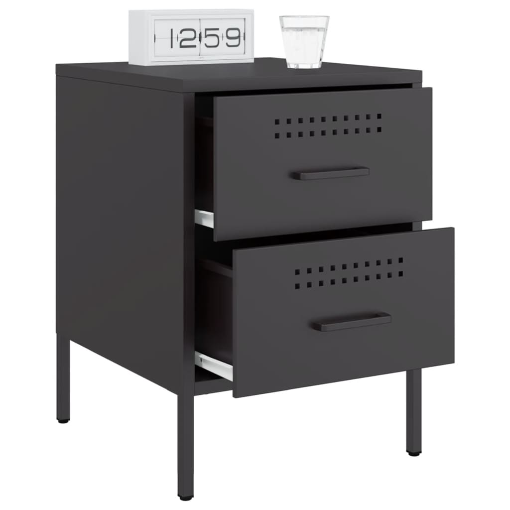 vidaXL Noptiere, 2 buc., negru, 36x39x50,5 cm, oțel vidaXL Noptiere, 2 buc., negru, 36x39x50,5 cm, oțel