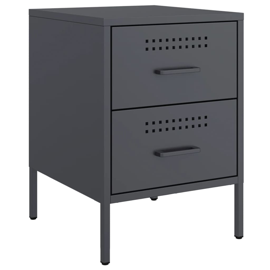 vidaXL Noptiere, 2 buc., antracit, 36x39x50,5 cm, oțel vidaXL Noptiere, 2 buc., antracit, 36x39x50,5 cm, oțel