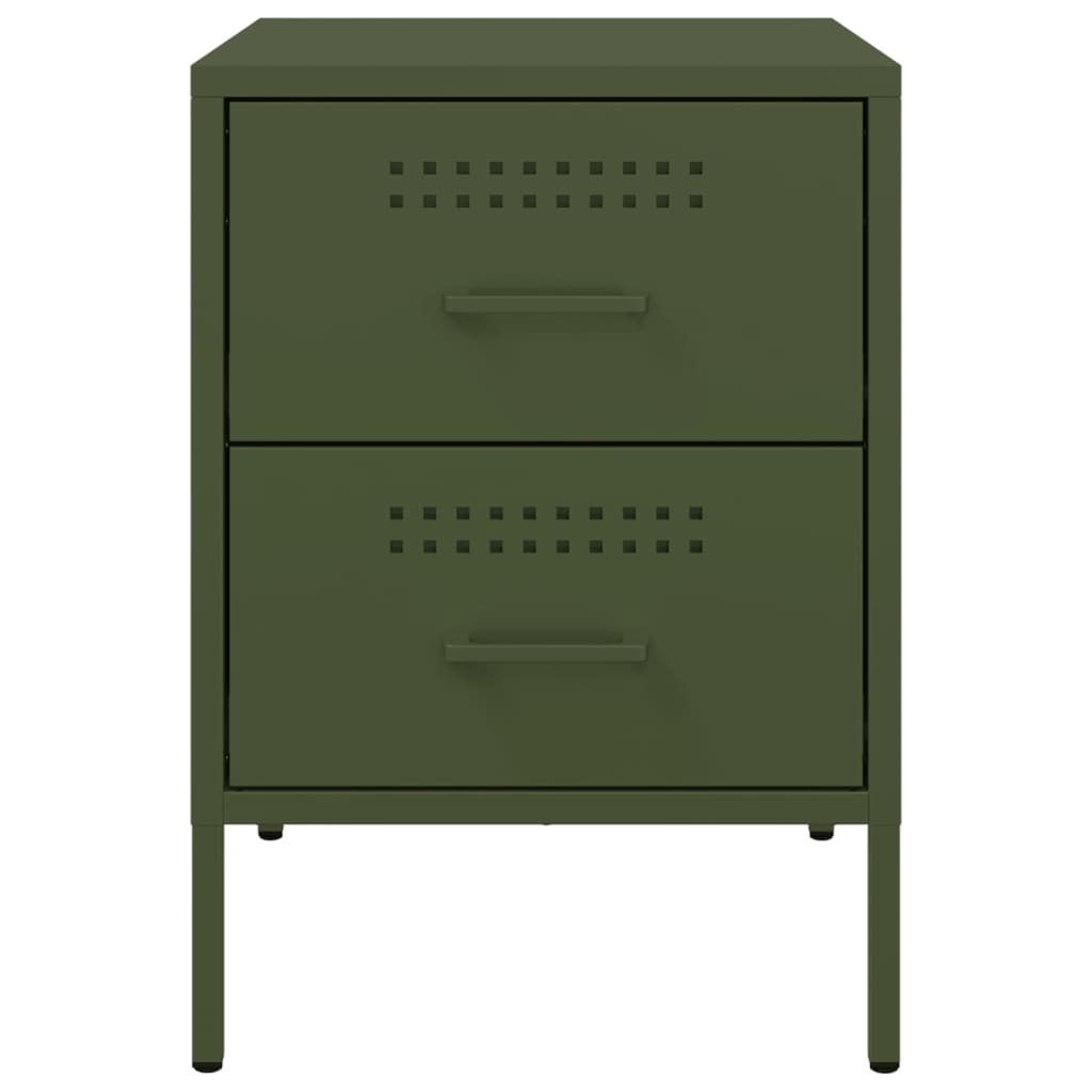 vidaXL Noptiere, 2 buc., verde olive, 36x39x50,5 cm, oțel vidaXL Noptiere, 2 buc., verde olive, 36x39x50,5 cm, oțel