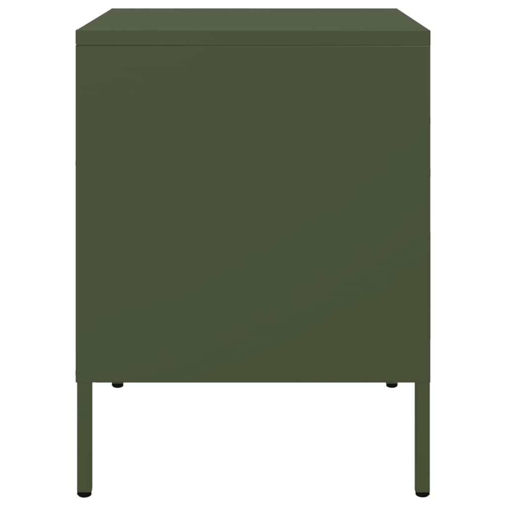 vidaXL Noptiere, 2 buc., verde olive, 36x39x50,5 cm, oțel vidaXL Noptiere, 2 buc., verde olive, 36x39x50,5 cm, oțel