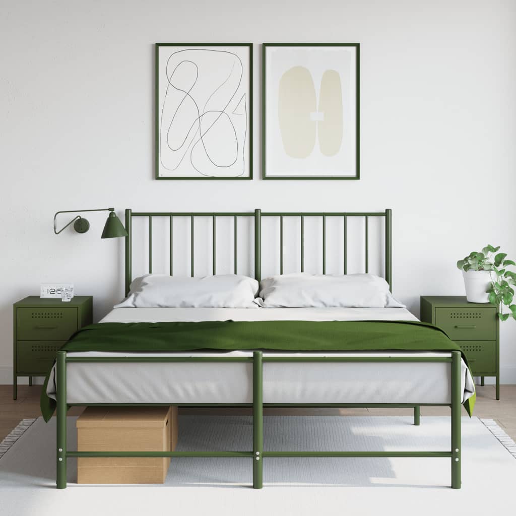 vidaXL Noptiere, 2 buc., verde olive, 36x39x50,5 cm, oțel vidaXL Noptiere, 2 buc., verde olive, 36x39x50,5 cm, oțel