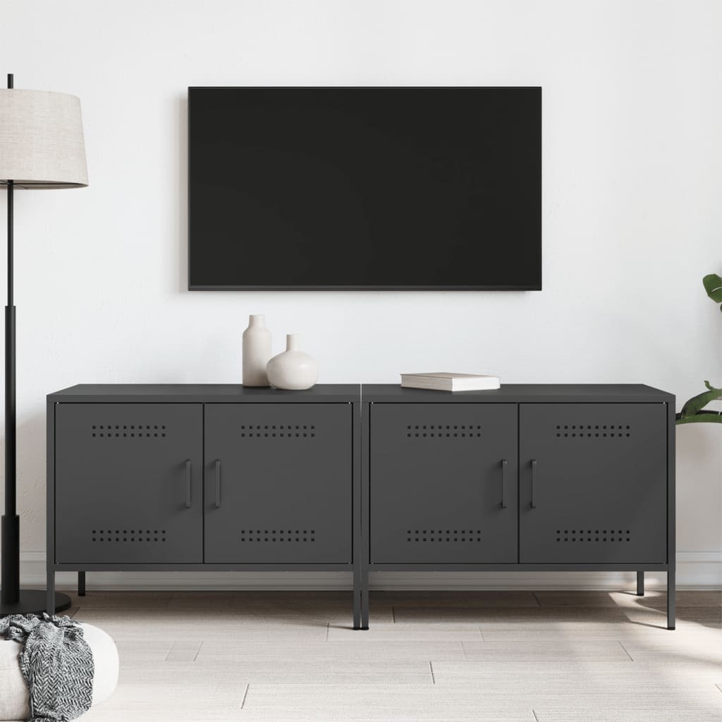 vidaXL Dulapuri TV, 2 buc., negru, 68x39x50,5 cm, oțel
