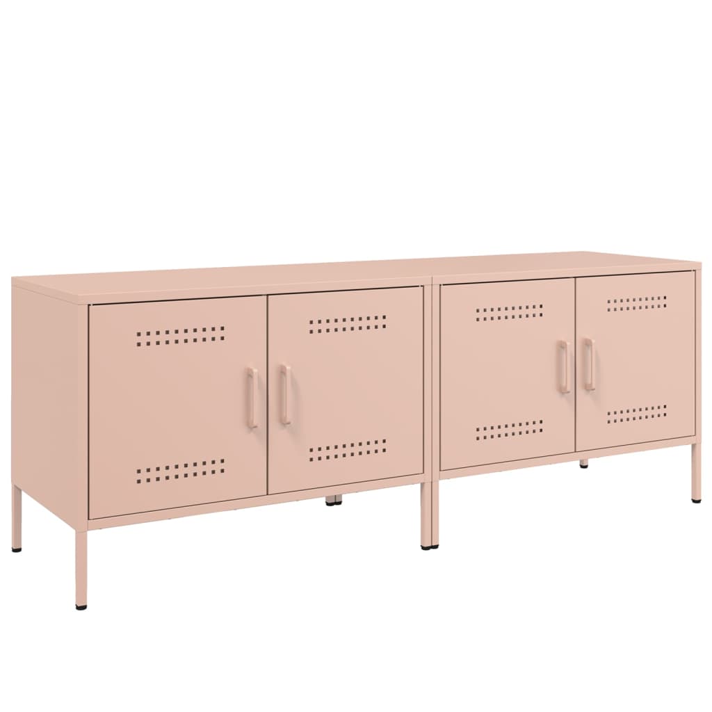 vidaXL Dulapuri TV, 2 buc., roz, 68x39x50,5 cm, oțel