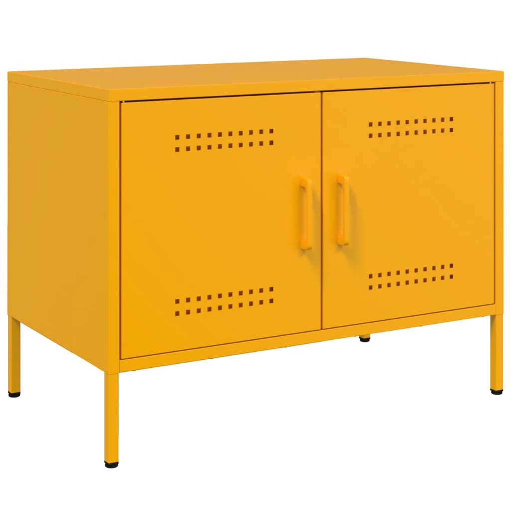 vidaXL Comodă TV, 2 buc., galben muștar, 68x39x50,5 cm, oțel vidaXL Comodă TV, 2 buc., galben muștar, 68x39x50,5 cm, oțel