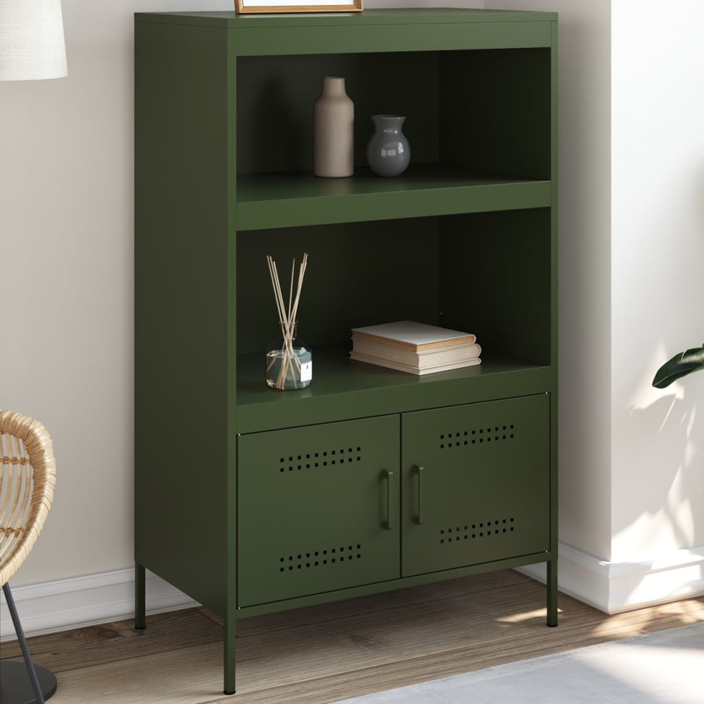 vidaXL Dulap înalt, verde măsliniu, 68x39x113 cm, oțel