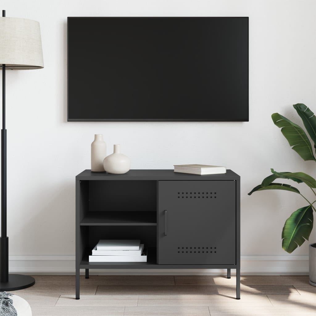 vidaXL Dulap TV, negru, 68x39x50,5 cm, oțel vidaXL Dulap TV, negru, 68x39x50,5 cm, oțel